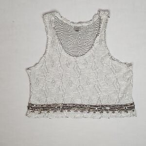 Urban Outfitters Ecote Embellished Beaded Tank Top Women’s Large Gray Cropped Ra